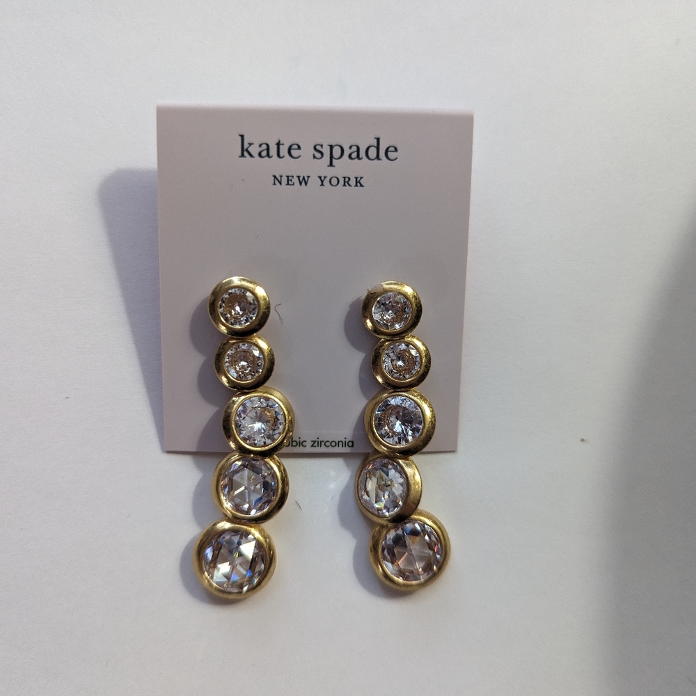 Kate Spade Linear Bezel Set Crystal Drop Earrings